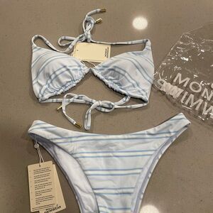 Monday Swimwear Blue and White Striped Bikini